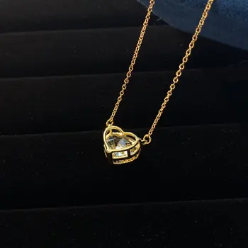 COLORFISH hjerteformet 10mmx12mm Funklende Gul Perle High Carbon Diamant Massiv 925 Sterling Sølv, Kvinder Halskæde