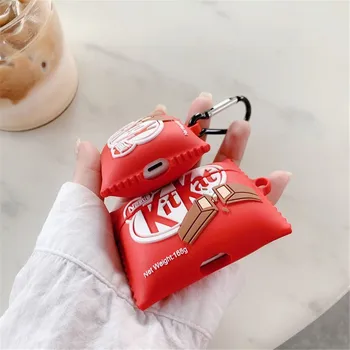 3D Kitkat søde Chokolade chip cookies Trådløse Hovedtelefoner tilfældet for Airpods 1 2 3 box Pro Bluetooth headset luksus silikone cover
