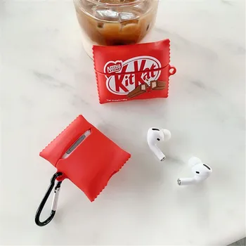 3D Kitkat søde Chokolade chip cookies Trådløse Hovedtelefoner tilfældet for Airpods 1 2 3 box Pro Bluetooth headset luksus silikone cover