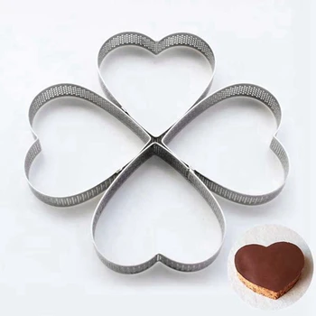 2stk hjerteformet Kage Lave Forme med 4STK Rustfrit Stål Kage Ringe Mousse og Wienerbrød Mini Bagning Ring Skimmel