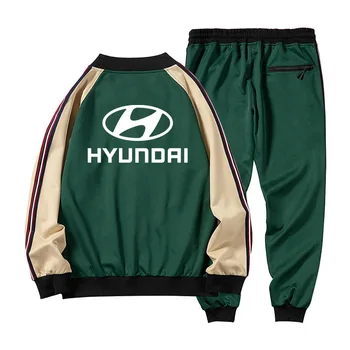 Foråret Efteråret Mænds jakker Hyundai Bil Logo Print Mode Bomuld af Høj Kvalitet Casual Mænds jakke + sports pants 2-delt sæt