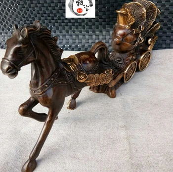 Øst værftet skulptur Stjernetegn hesten trukket kurv ornament messing forgyldt skulptur dyr gratis fragt