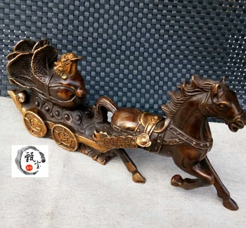 Øst værftet skulptur Stjernetegn hesten trukket kurv ornament messing forgyldt skulptur dyr gratis fragt