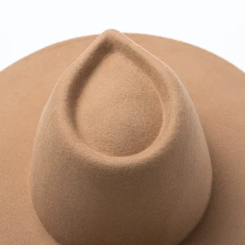 Fedora uld hat i overstørrelse, 9,5 cm stor randen lavvandede fedora hat mænd og kvinder elsker top hat nye store randen hat vilde jazz hat følte