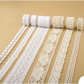 10m Lace Stof Lace Applique Bryllup Dekoration Hvid Beige fransk blondekant DIY Syning Håndlavet Håndværk Materialer