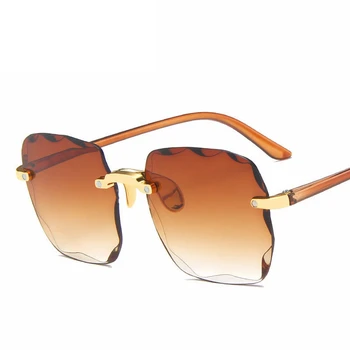 Mode Nye Brand Designer Square Solbriller Rammeløse Kvinder Mode Metal Uindfattede Gradient Linse Solbriller Kvindelige Oculos 2020