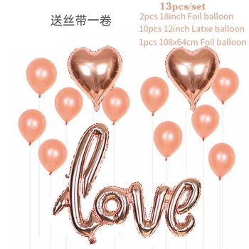 Engros ELSKER Aluminium Folie Balloner Dekoration Bryllup Bryllup Sted Layout Rose Guld palliet-belagt Balloner