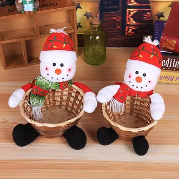 1STK Glædelig Jul Slik Storage Basket Dekoration Santa Claus Husstand Opbevaring Kurv Produkter for Christmas Candy Container