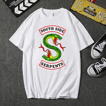 Sommeren Kortærmet T-Shirt Kvindelige Hvid Casual Snake Print Riverdale Streetwear T-Shirts Tee