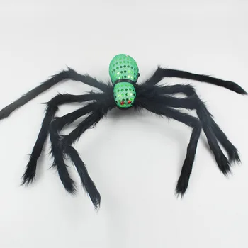 75cm Horror Stor Størrelse Plys Spider Wire Sjovt Legetøj til Fest eller KTV Bar Halloween Dekoration Sort Hjemsøgt Hus Indretning