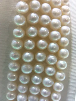 Engros-4 rækker naturlige AA-8-9 mm hvid ferskvands perle halskæde 005