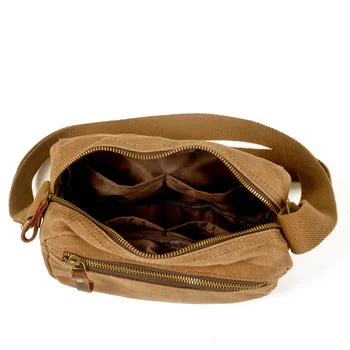Mode udendørs casual mænds taske mænds sport diagonal taske vandtæt olie-voks canvas taske retro lille skoletaske