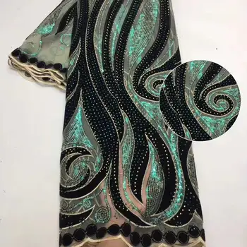 Særlige Design Afrikanske Velvet Lace Stof Af Høj Kvalitet Nigerianske Fransk Mesh Pailletter Blonde Stof 2020 Schweiziske Broderi Materiale