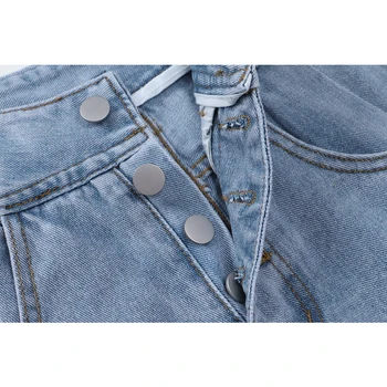 Casual Streetwear Single-Breasted Jeans Shorts Til Kvinder 2021 Sommer Nyt, Smart Design, Høj Talje, Lommer Kvindelige Denim Shorts