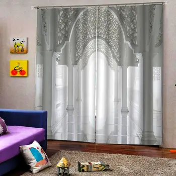 Europæisk stil gardiner 3D Digital print til stue, soveværelse blackout parasol vindue gardin