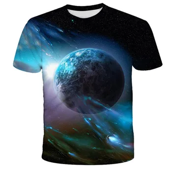 Nye 2021 mode Kids 3D-t-shirt sommer science fiction print t-shirt Aurora vand psykedelisk t-shirt Tegnefilm O-hals top 4-14Y