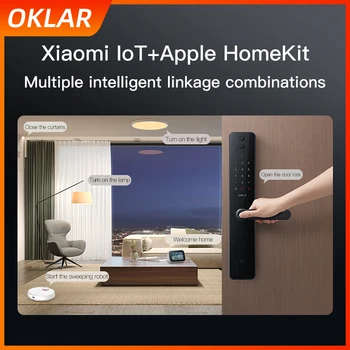 OKLAR Mihome APP Smart Door Lock Pro Fingeraftryk Lås med HD 1080P Kamera Visuelle Fjernbetjeningen Intercom Elektroniske Dørklokken NFC-Låse