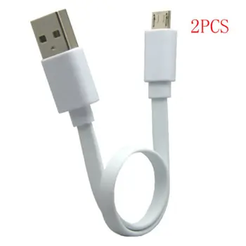 20CM Kort Micro USB Oplader Kabel Ledninger Portable Power Bank Fladskærms-kabel for Android telefon kun oplade 2 stk/sæt