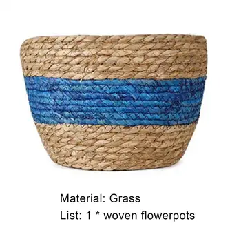 Indendørs naturlige-farvet robust vævet strå vase