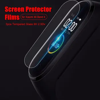 3pcs Hærdet Glasss Screen Protector Film med Høj slagstyrke Ridser Dækning for Xiaomi Mi-Band 4 Armbånd