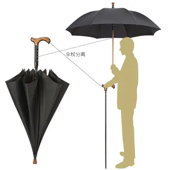 Mandlige Kreative Parasoller Luksus Voksen Virksomhed Offentlig Store Vindtæt Parasoller Sorte Lange Håndtag Parapluie Regn Gear EH50U