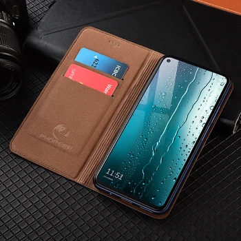 Litchi Grain Ægte Læder Flip Cover Til Xiaomi Poco F1 F2 F3 M2 X2 X3 NFC Pro Tilfælde Tegnebog