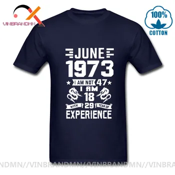 Født i juni 1973 År T-shirt Kort ærme åndbar T-shirt til mænd casual fashion runde krave T-shirt