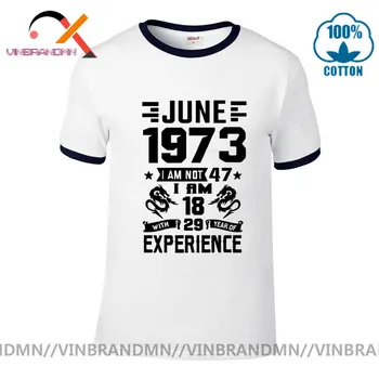 Født i juni 1973 År T-shirt Kort ærme åndbar T-shirt til mænd casual fashion runde krave T-shirt