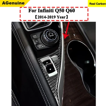 Ægte Carbon Fiber Indre Drive gear box opbevaringsboks panel frame Cover interiør lister Trim for Infiniti Q50 Q60