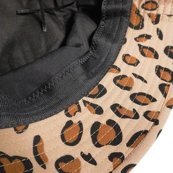 Kvinder Mænd Vintage Leopard Print Sommer Bomuld Bucket Hat Trendy Dyr Mønster Wide Brim Solbeskyttelse Overtræksbukser Panama Fisk