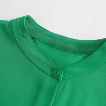 Høj Kvalitet Kvinder Langærmet Skjorte Lomme Grøn Bluse Med Løs Mode 2021 Foråret Efteråret Toppe Tøj Blusas Y Camisas