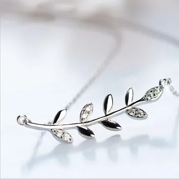 Koreanske Version Af Den Nye Enkle Mode Smykker 925 Sterling Sølv Blade Personlighed Kravebenet Kæde H8