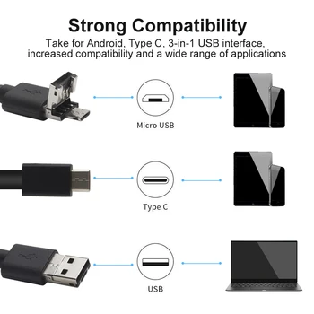 USB-Inspektion Endoskop Høj Opløsning 720P Undersøiske Endoskop Kamera For Android-Bil 3 I 1 Interface Industrial LED-Lys