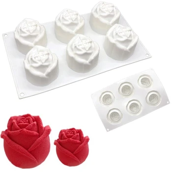 6 Hulrum Blomster Form Silikone Formen Blade Shape Silicone Mold Rose Blomster Silikone Mousse Kage Form For Kage Udsmykning Værktøjer