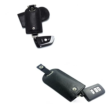 Neutral Mode Luksus Bil Nøglering PU-Læder Nøgle Tilfælde Enkel Magnetisk Knap Cap Trådløse Telefon, der er Knap
