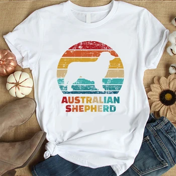 Australian Shepherd Vintage T-Shirt Kvinder Harajuku kortærmet T-shirt koreansk Stil Tshirt Mode Tees Top