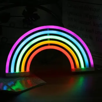 Rainbow Nat Lys Rainbow Neon Skilt Lys Batteri Eller USB-Drevet Led Neon Lys for Piger Soveværelse Hænge på Væggen Part Deko