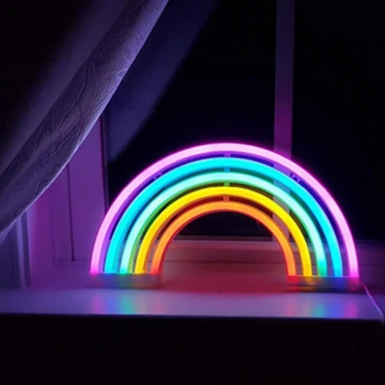 Rainbow Nat Lys Rainbow Neon Skilt Lys Batteri Eller USB-Drevet Led Neon Lys for Piger Soveværelse Hænge på Væggen Part Deko