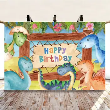 Dinosaurer Tema Triceratops Børn Elsker Tegnefilm Baggrunde fødselsdagsfest Foto Baggrund Dekoration til Fotografering Rekvisitter