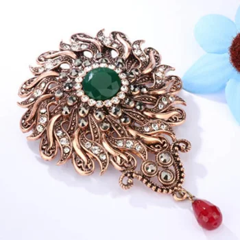 Zlxgirl tyrkisk smykker, vintage blomst brocher buket til brudeparret harpiks tørklæde pins bijoux kvindernes nye hatte tilbehør