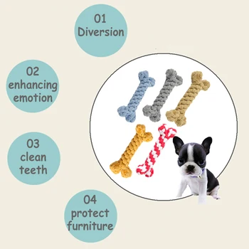 Inklusiv mail hjem hund legetøj bomuld bid tyggetabletter vævet knogle form pet produkter til hund hvalp hvalp tyggelegetøj peluche pet legetøj