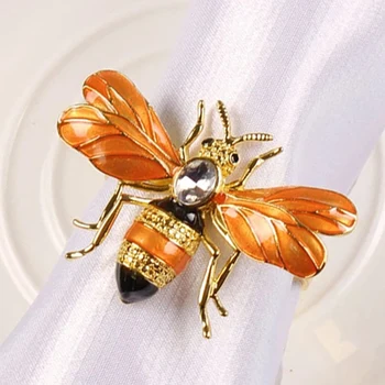 6stk Servietten Spænde Serviet Ring Legering Insekt Drop Diamant Spænde Papir Håndklæder