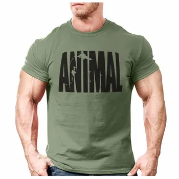 Animal Print T-Shirt, Træningsdragt Muskel Shirt Tendenser I 2021 Trænings-og Bomuld, Mærke Tøj Til Mænd Bodybuilding Tee Store XXL