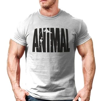 Animal Print T-Shirt, Træningsdragt Muskel Shirt Tendenser I 2021 Trænings-og Bomuld, Mærke Tøj Til Mænd Bodybuilding Tee Store XXL
