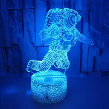 3D-Nat Lys Illusion Led bordlampe Astronaut Design til Drenge Fødselsdag Gaver Soveværelse Indretning 16 Farver, Skiftende Strøm fra USB