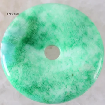 Natursten Donut Halskæde Vedhæng 50mm Rund Cirkel Healing Grøn Jade Perle for Kvinder, Mænd, Smykker Gave 1stk K290