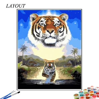 HUACAN DIY Billeder Af Antallet Tiger Kits Tegning På Lærred Maleri Af Numre, Animalsk Hånd Malet Billede Kunst Gave Home Decor