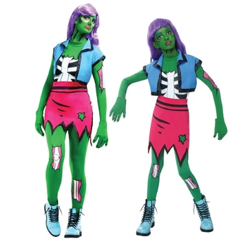 Nye Halloween Kostumer Til Kvinder Horror Zombie Kostume Kvinde Sexy Skelet cosplay Halloween Tøj Buksedragt Bodycon for voksne