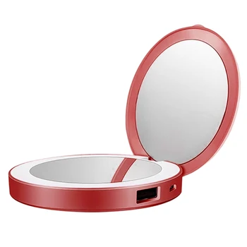 LED Mini Makeup Spejl håndholdt Fold Lille Transportabel USB Kosmetiske