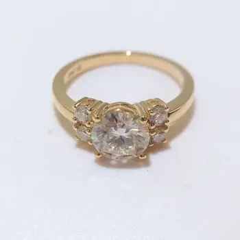18K guld runde 1 carat moissanite simple mode kvinders ring VVS D farve